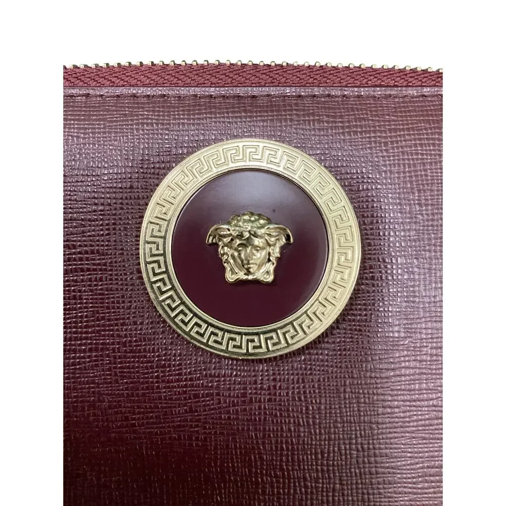 Versace Wallet Women’s 1Size Saffiano Leather Medusa Bifold Wallet Burgundy/Wine